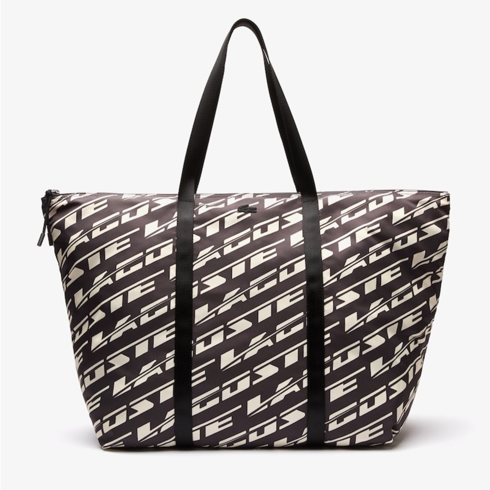 🐊🐊🐊 Lacoste Women’s Oversized Black/White Logo Print Tote NEW